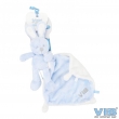 Pluche Konijn houdt doekje vast 'Very Important Rabbit' Blauw