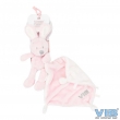 Pluche Konijn houdt doekje vast 'Very Important Rabbit' Roze